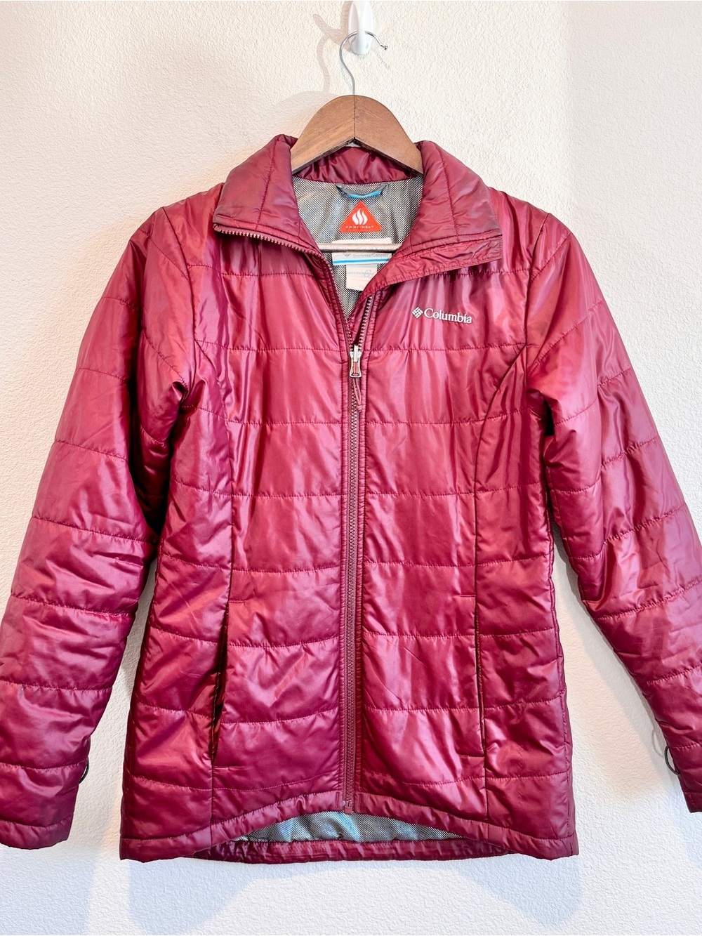 Columbia Athleisure Gorpcore Omni-Heat Puffer Jacket Packable Burgundy XS D28